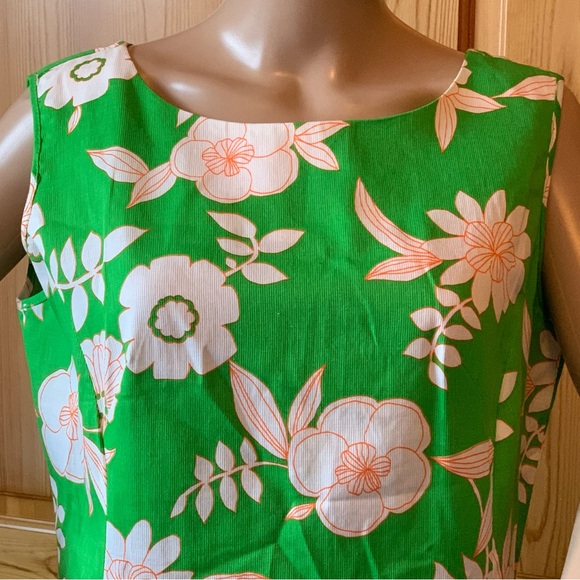 Vintage 60s Dash About Mod Scooter Dress Size M Floral Lime Green Bows - Picture 3 of 15